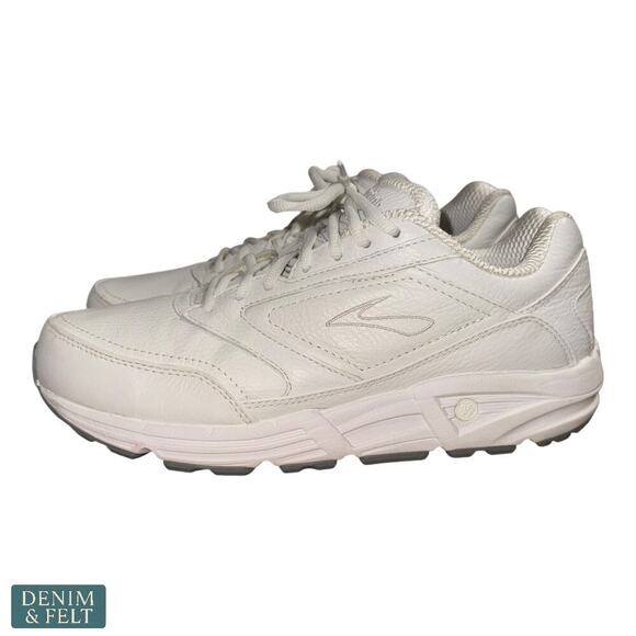 Brooks Addiction Walker Men’s White Leather Shoes Size 9 Wide 2E Comfort Walking